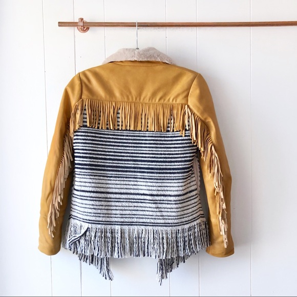 Chaser Jackets & Blazers - Chaser NWT Lamb Leather Fringe Tweed Jacket XS